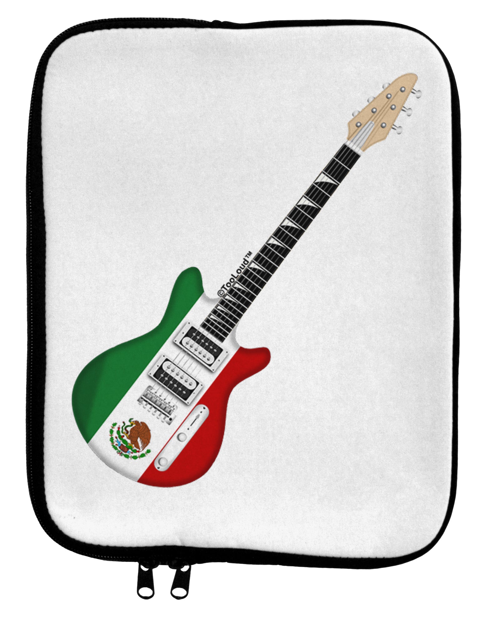 Mexican Flag Guitar Design 9 x 11.5 Tablet Sleeve by TooLoud-TooLoud-White-Black-Davson Sales