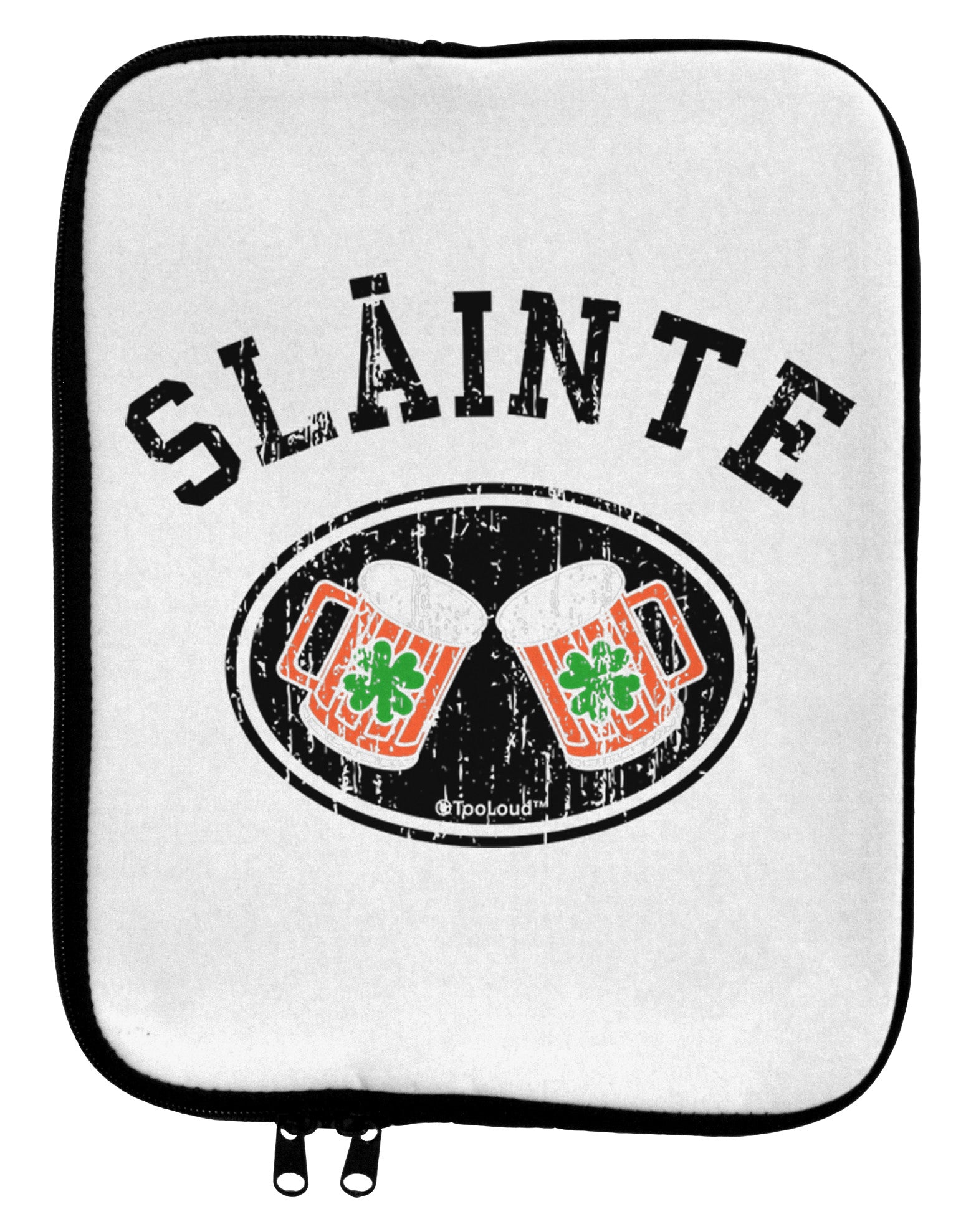 Slainte - St. Patrick's Day Irish Cheers 9 x 11.5 Tablet Sleeve by TooLoud-TooLoud-White-Black-Davson Sales