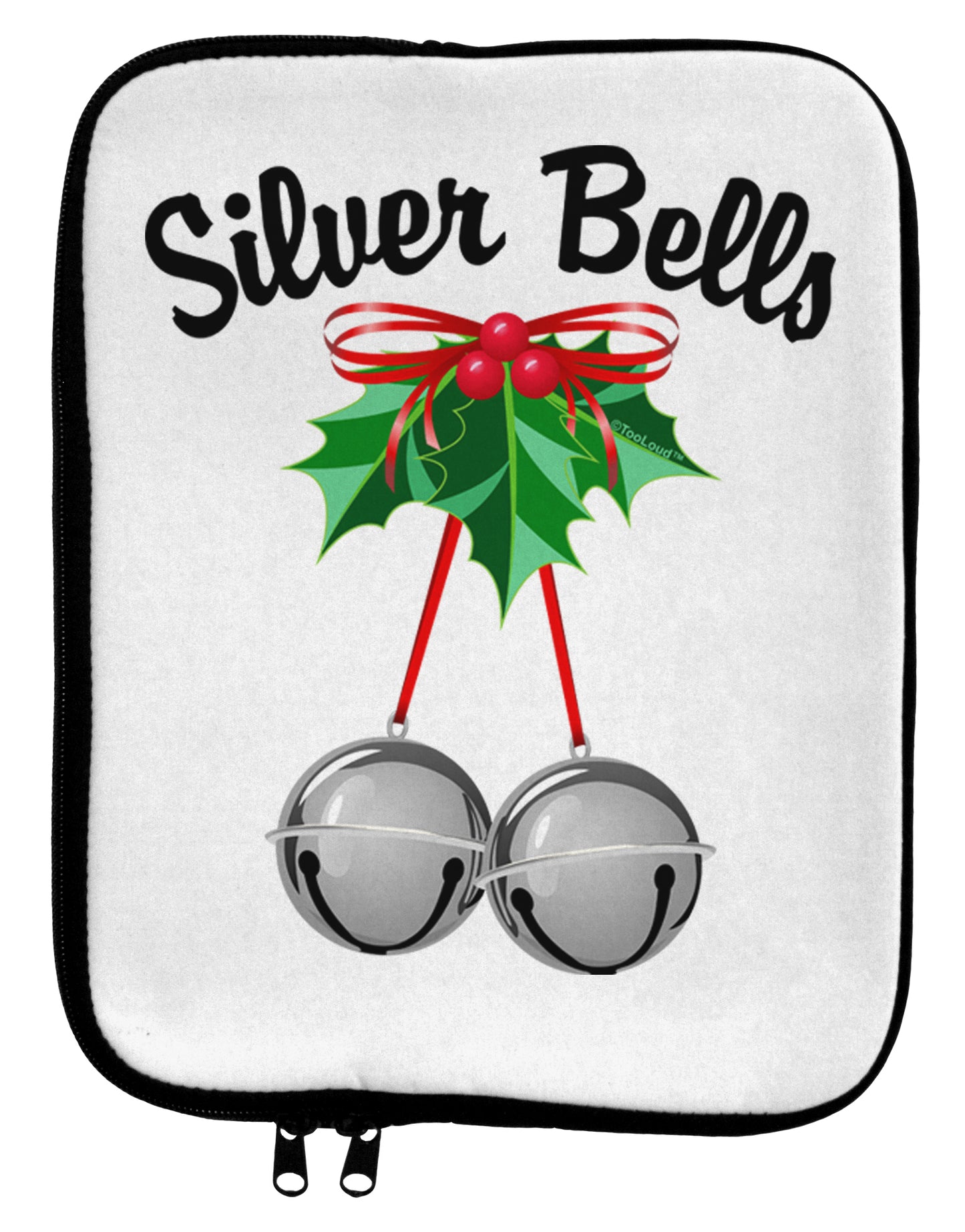Silver Bells 9 x 11.5 Tablet Sleeve by TooLoud-TooLoud-White-Black-Davson Sales