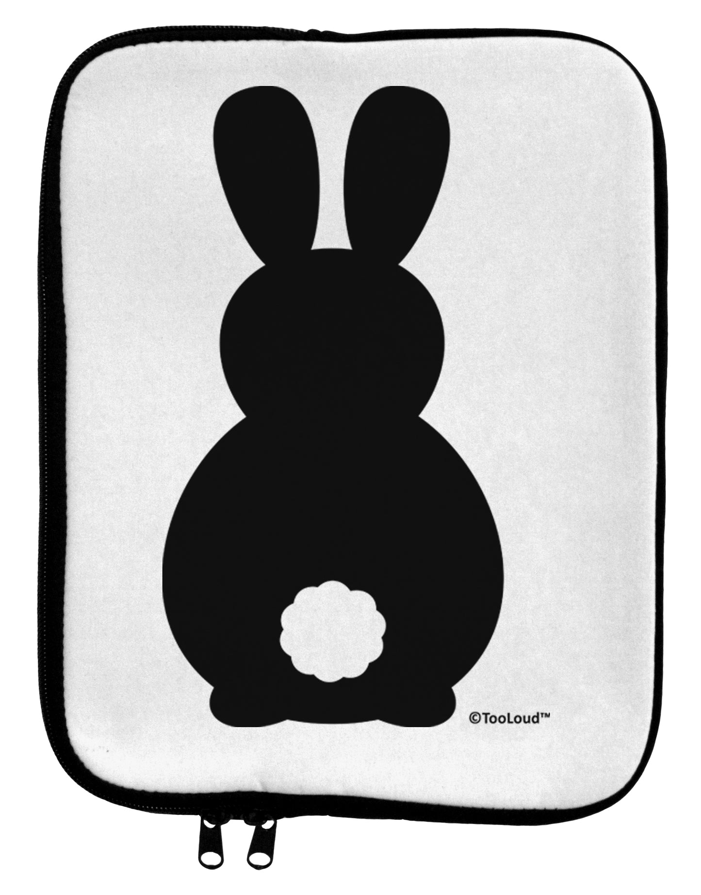 Cute Bunny Silhouette with Tail 9 x 11.5 Tablet Sleeve by TooLoud-TooLoud-White-Black-Davson Sales