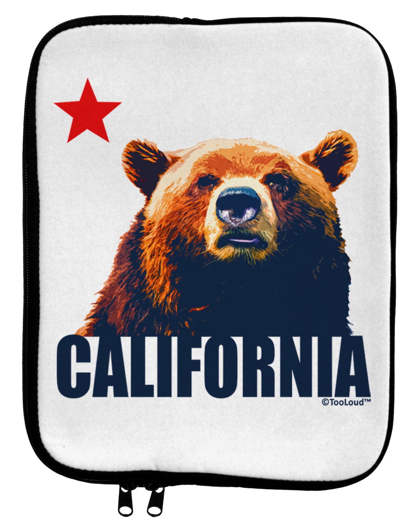 California Republic Design - Grizzly Bear and Star 9 x 11.5 Tablet Sleeve by TooLoud-TooLoud-White-Black-Davson Sales