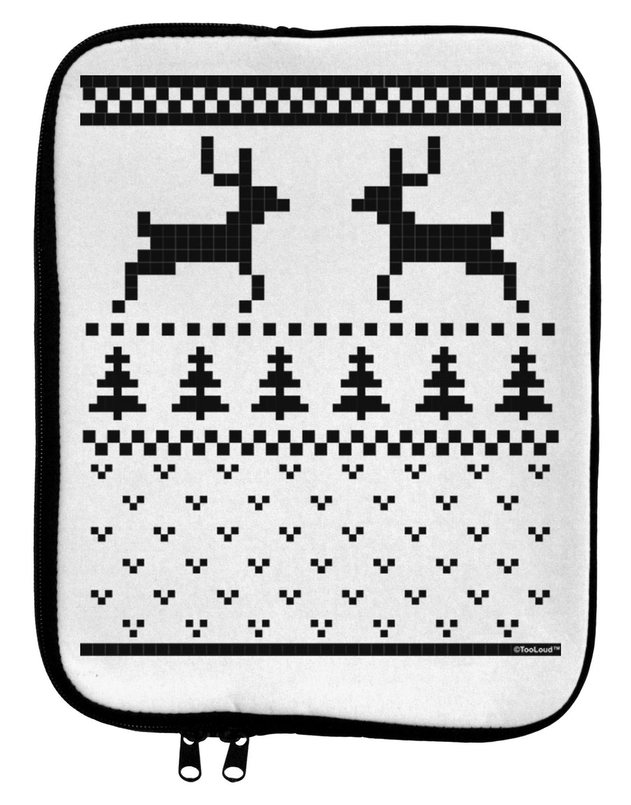 Ugly Christmas Sweater Reindeer Pattern 9 x 11.5 Tablet Sleeve-TooLoud-White-Black-Davson Sales