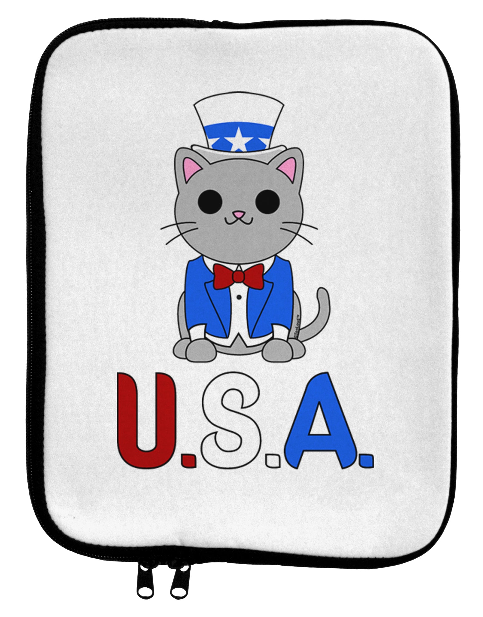 Patriotic Cat - USA 9 x 11.5 Tablet Sleeve by TooLoud-TooLoud-White-Black-Davson Sales