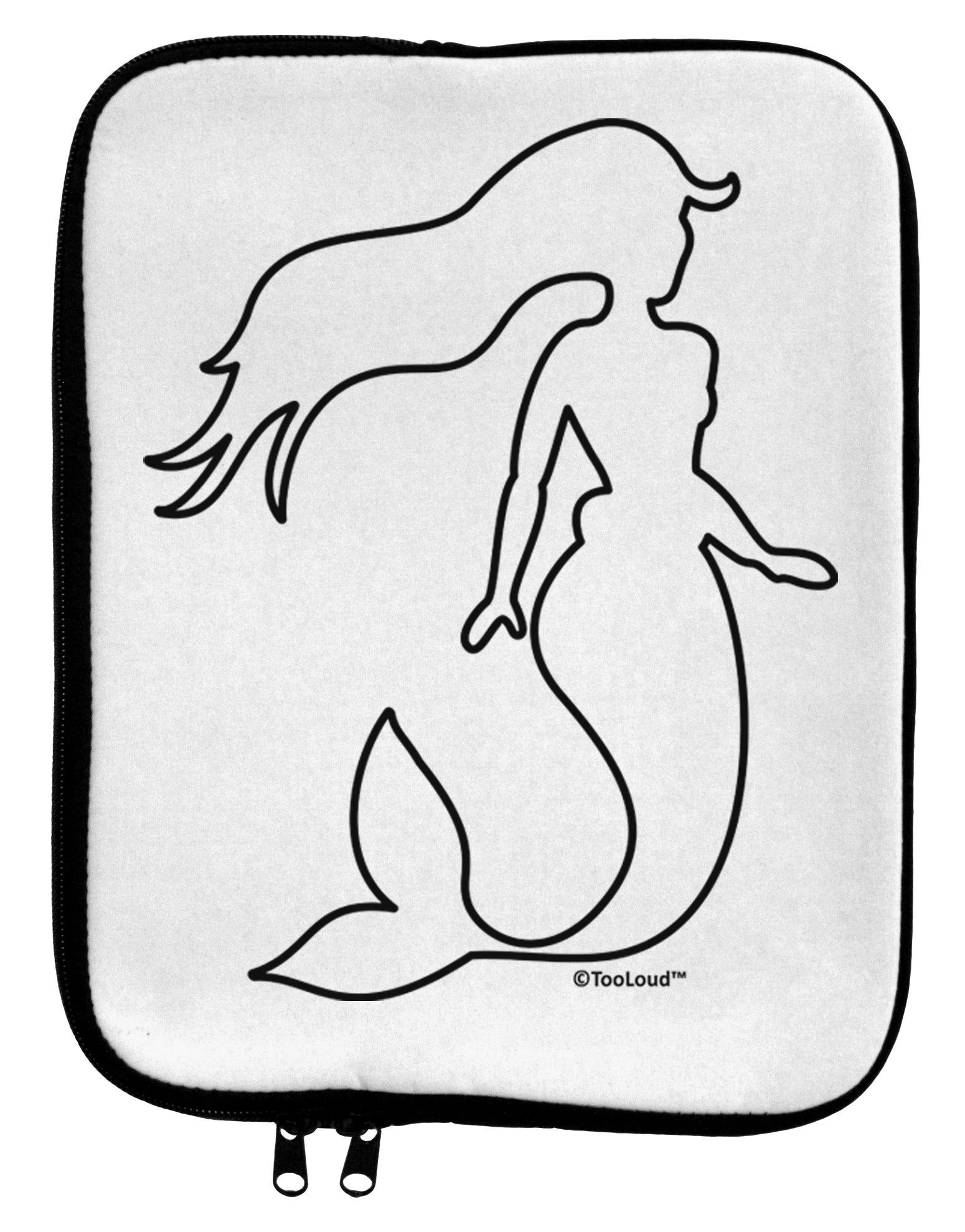 Mermaid Outline 9 x 11.5 Tablet Sleeve by TooLoud-TooLoud-White-Black-Davson Sales