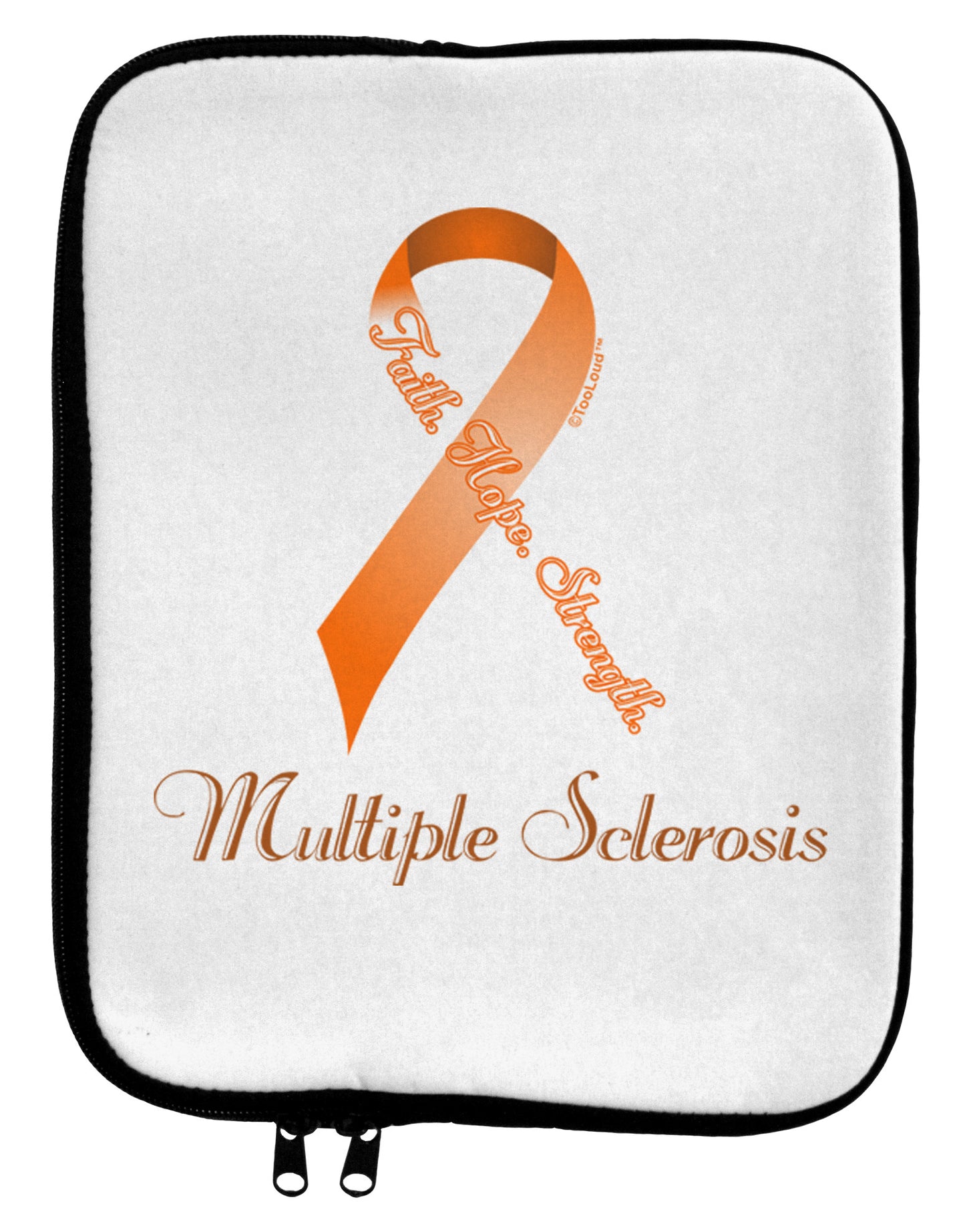 MS - Faith Hope Strength 9 x 11.5 Tablet Sleeve-TooLoud-White-Black-Davson Sales