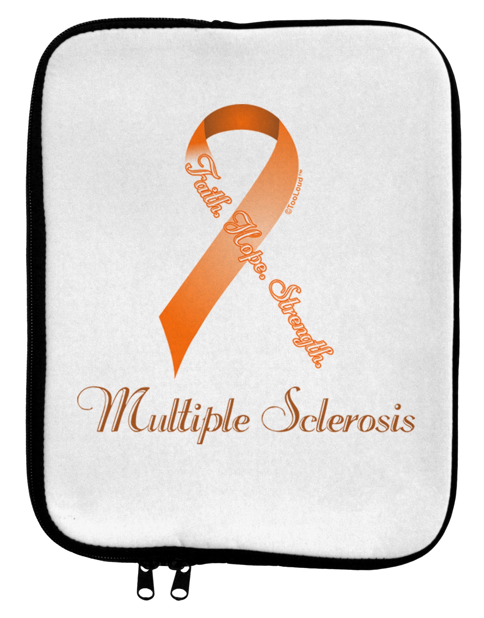 MS - Faith Hope Strength 9 x 11.5 Tablet Sleeve-TooLoud-White-Black-Davson Sales