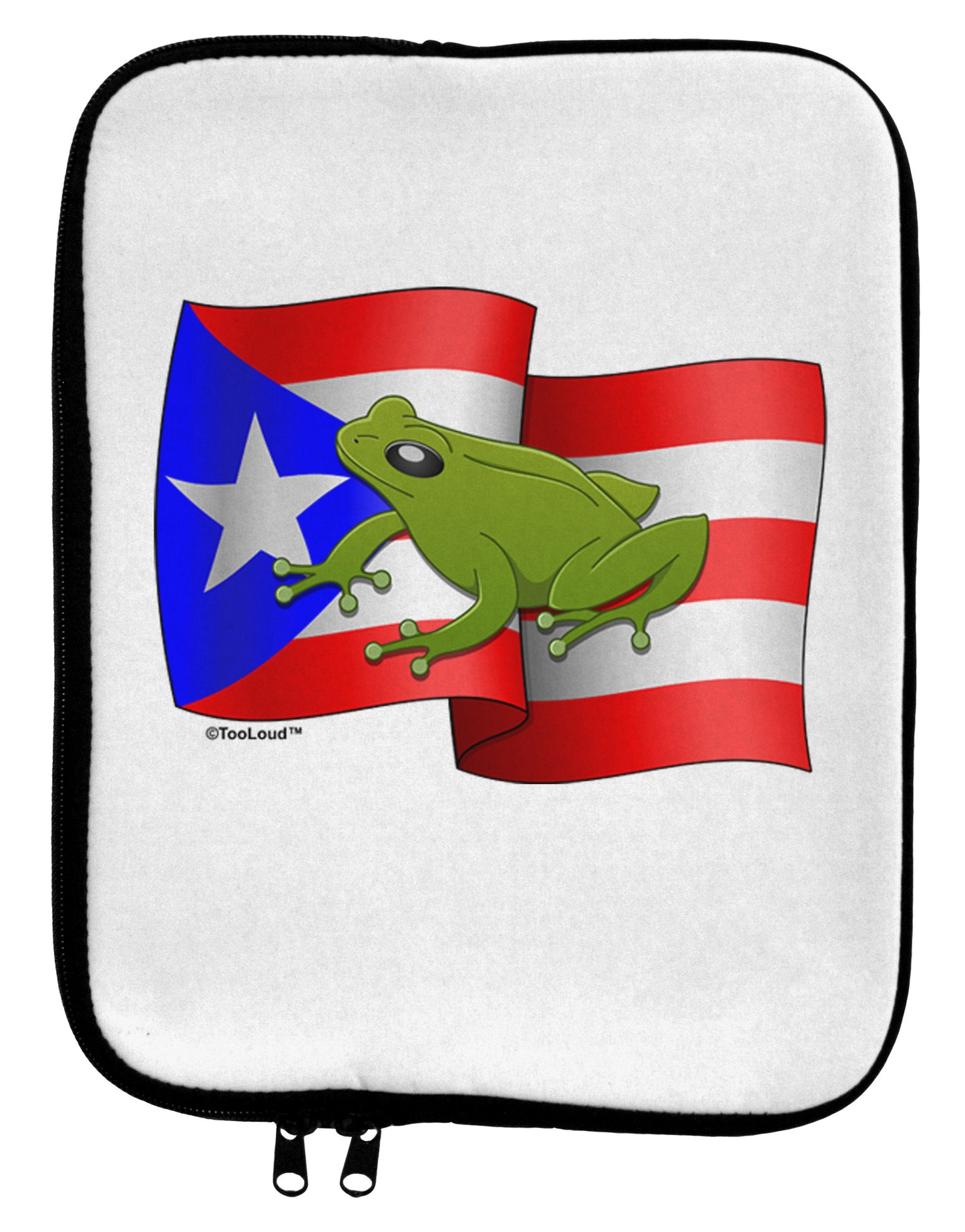Puerto Rico Coqui 9 x 11.5 Tablet Sleeve-TooLoud-White-Black-Davson Sales