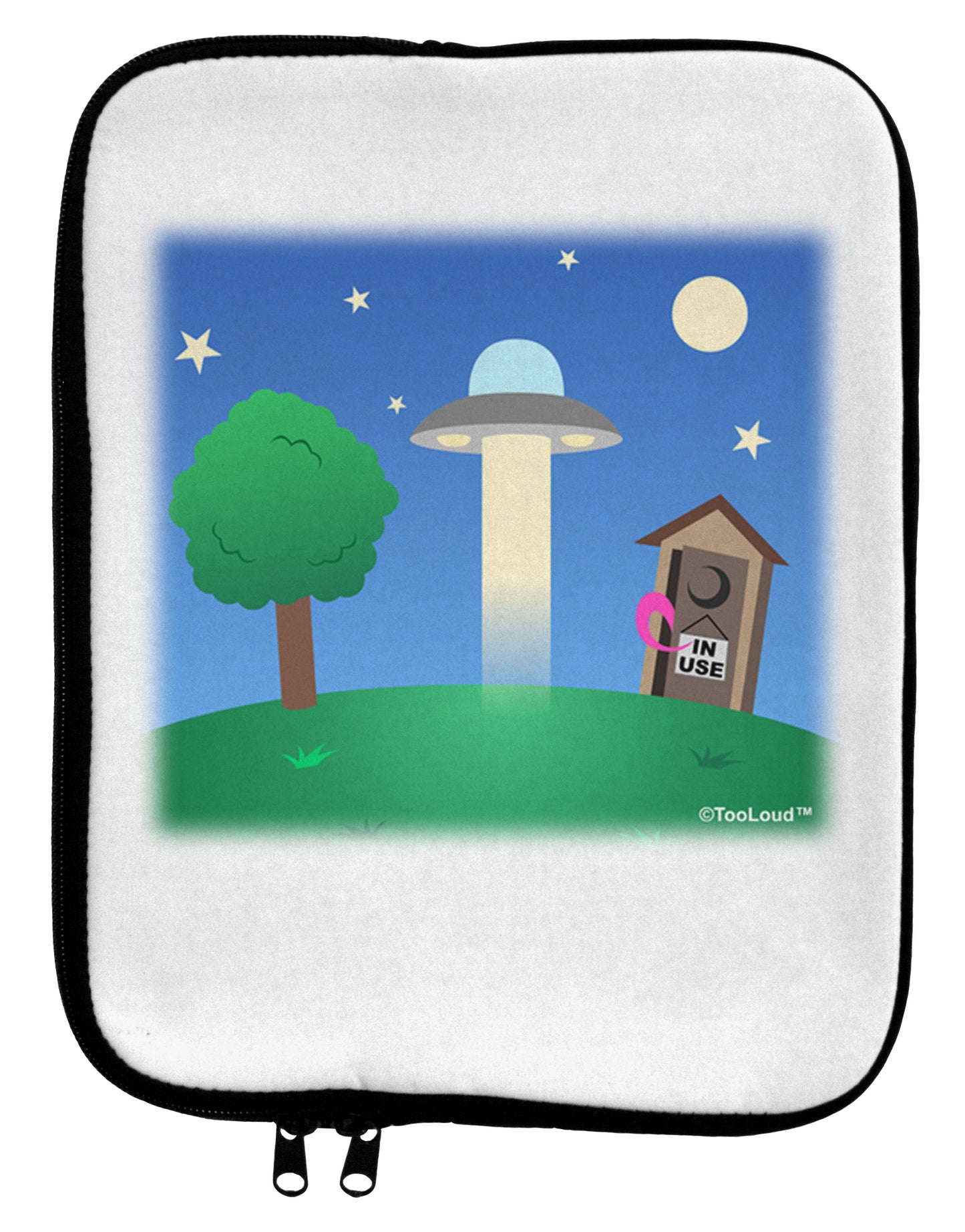 UFO Stopping At an Out-house 9 x 11.5 Tablet Sleeve by TooLoud-TooLoud-White-Black-Davson Sales