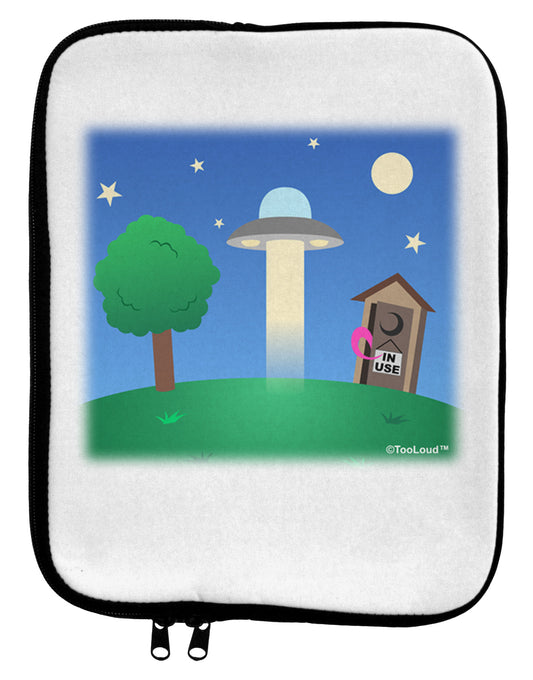 UFO Stopping At an Out-house 9 x 11.5 Tablet Sleeve by TooLoud-TooLoud-White-Black-Davson Sales