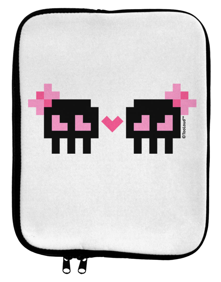 8-Bit Skull Love - Girl and Girl 9 x 11.5 Tablet Sleeve by TooLoud-TooLoud-White-Black-Davson Sales