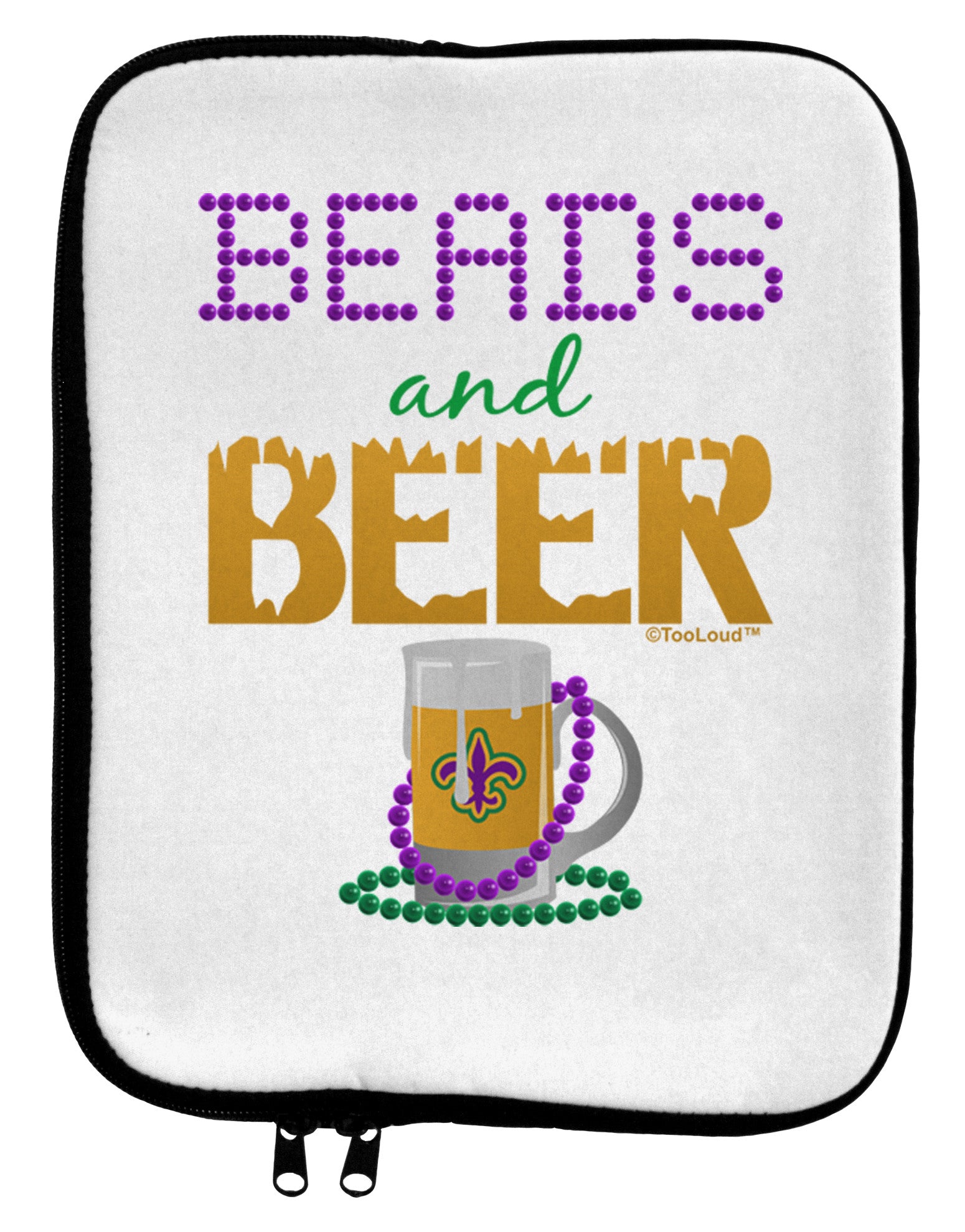 Beads And Beer 9 x 11.5 Tablet Sleeve-TooLoud-White-Black-Davson Sales