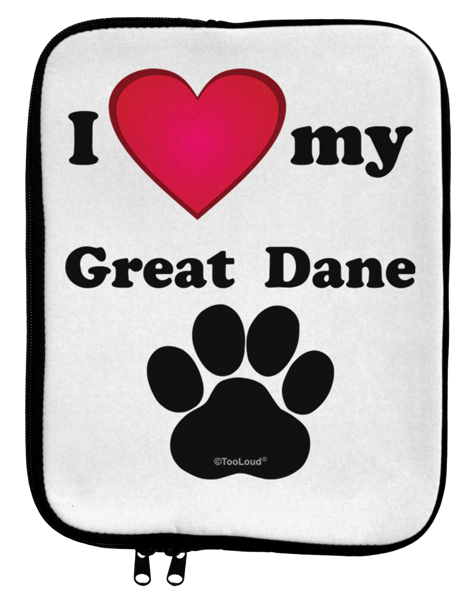 I Heart My Great Dane 9 x 11.5 Tablet Sleeve by TooLoud-TooLoud-White-Black-Davson Sales