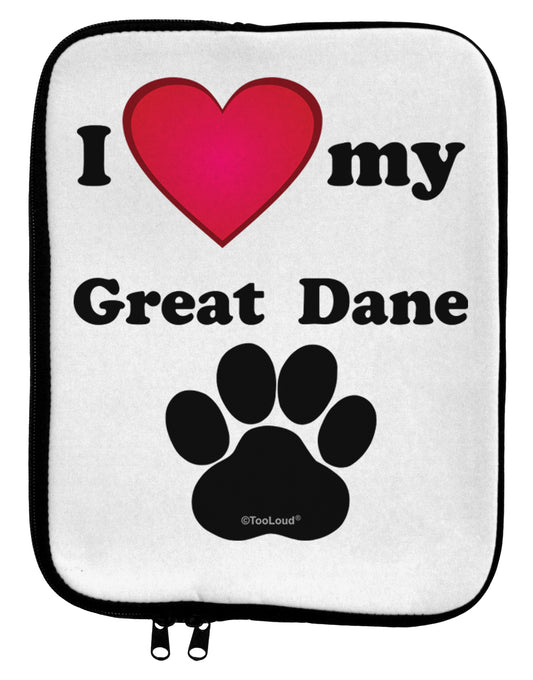 I Heart My Great Dane 9 x 11.5 Tablet Sleeve by TooLoud-TooLoud-White-Black-Davson Sales