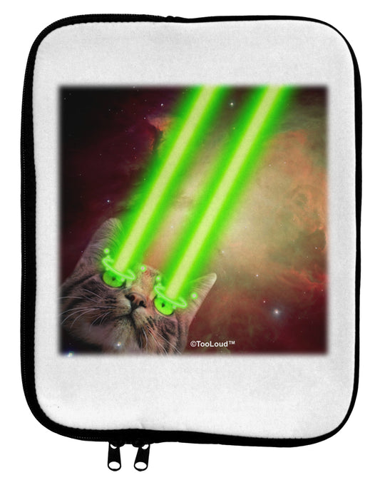 Laser Eyes Cat in Space Design 9 x 11.5 Tablet Sleeve by TooLoud-TooLoud-White-Black-Davson Sales