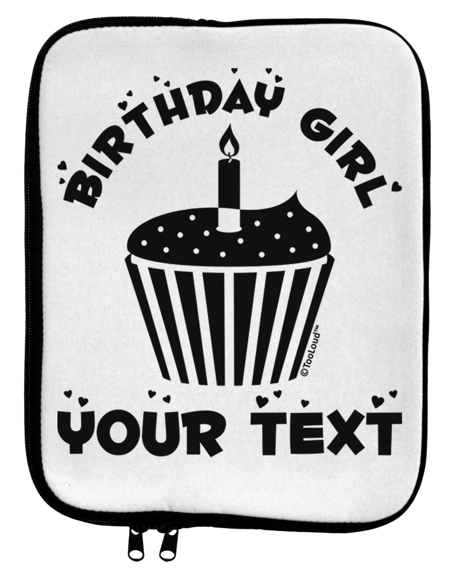Personalized Birthday Girl Cupcake -Customizable- Name 9 x 11.5 Tablet Sleeve by TooLoud-TooLoud-White-Black-Davson Sales