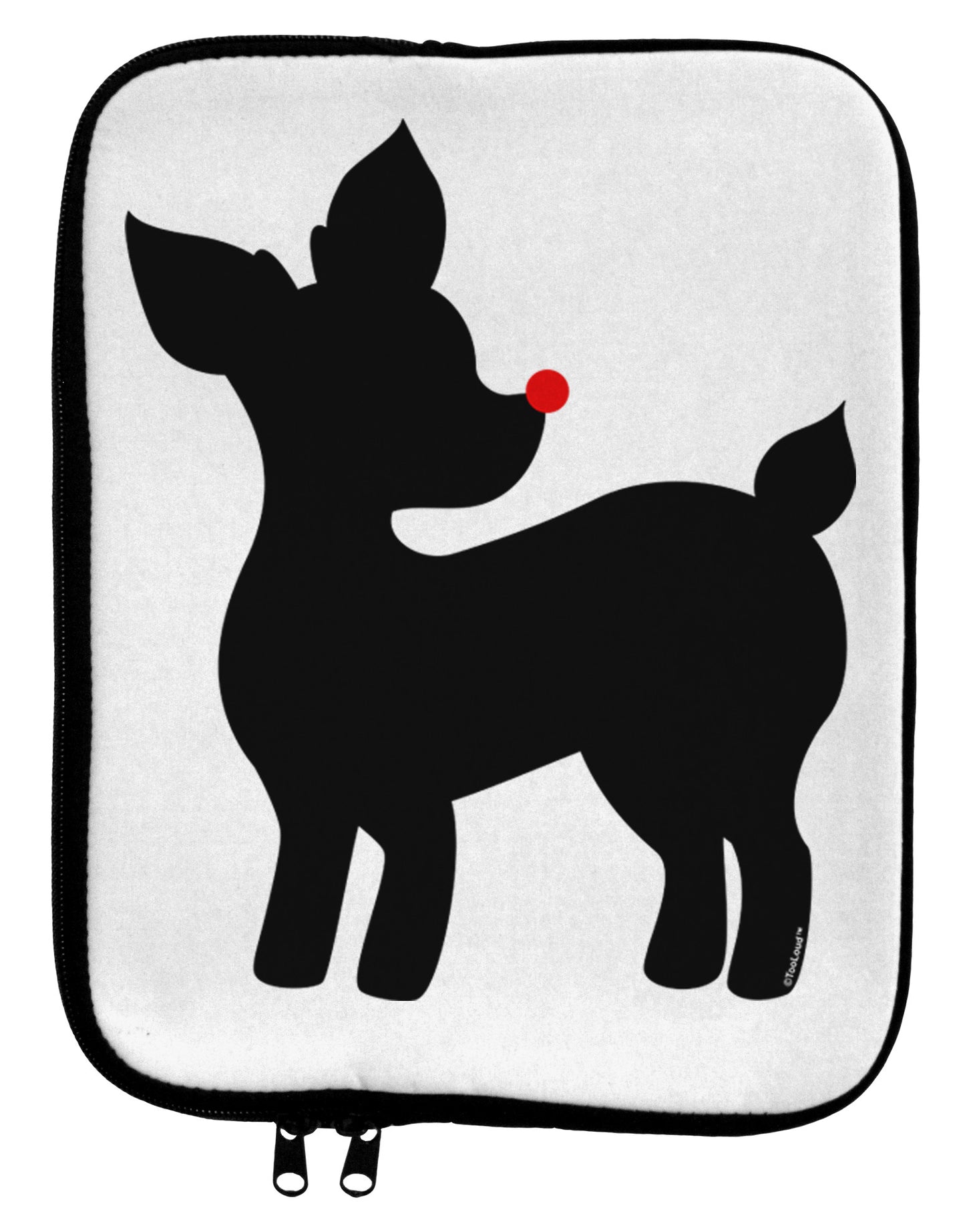 Cute Rudolph Silhouette - Christmas 9 x 11.5 Tablet Sleeve by TooLoud-TooLoud-White-Black-Davson Sales