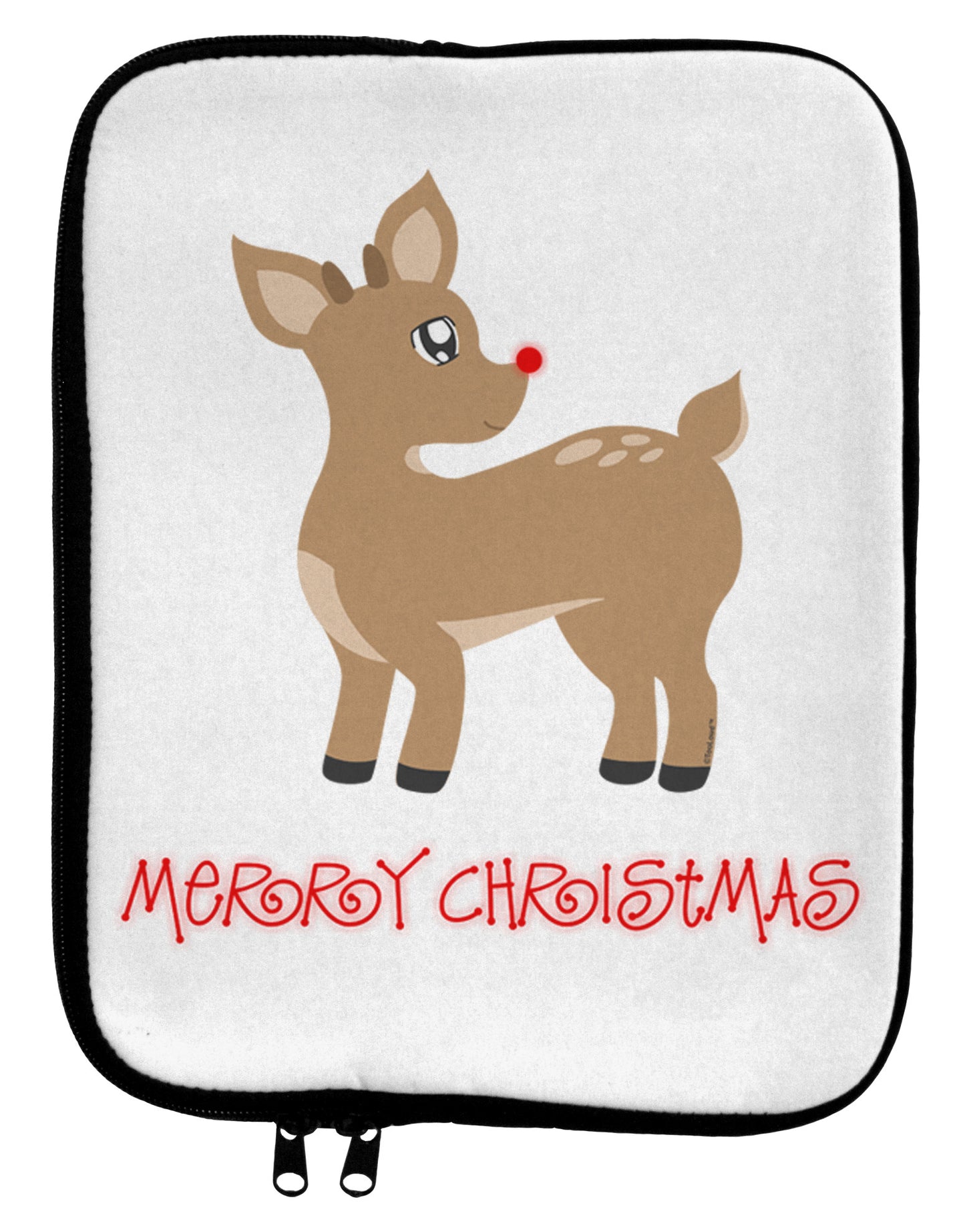 Cute Rudolph the Reindeer - Merry Christmas 9 x 11.5 Tablet Sleeve by TooLoud-TooLoud-White-Black-Davson Sales