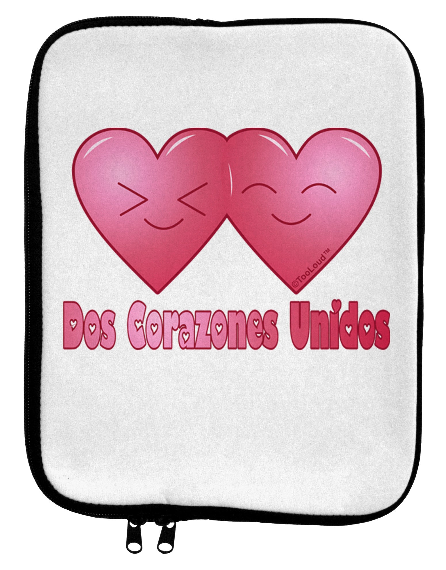 Dos Corazones Unidos Design 9 x 11.5 Tablet Sleeve by TooLoud-TooLoud-White-Black-Davson Sales