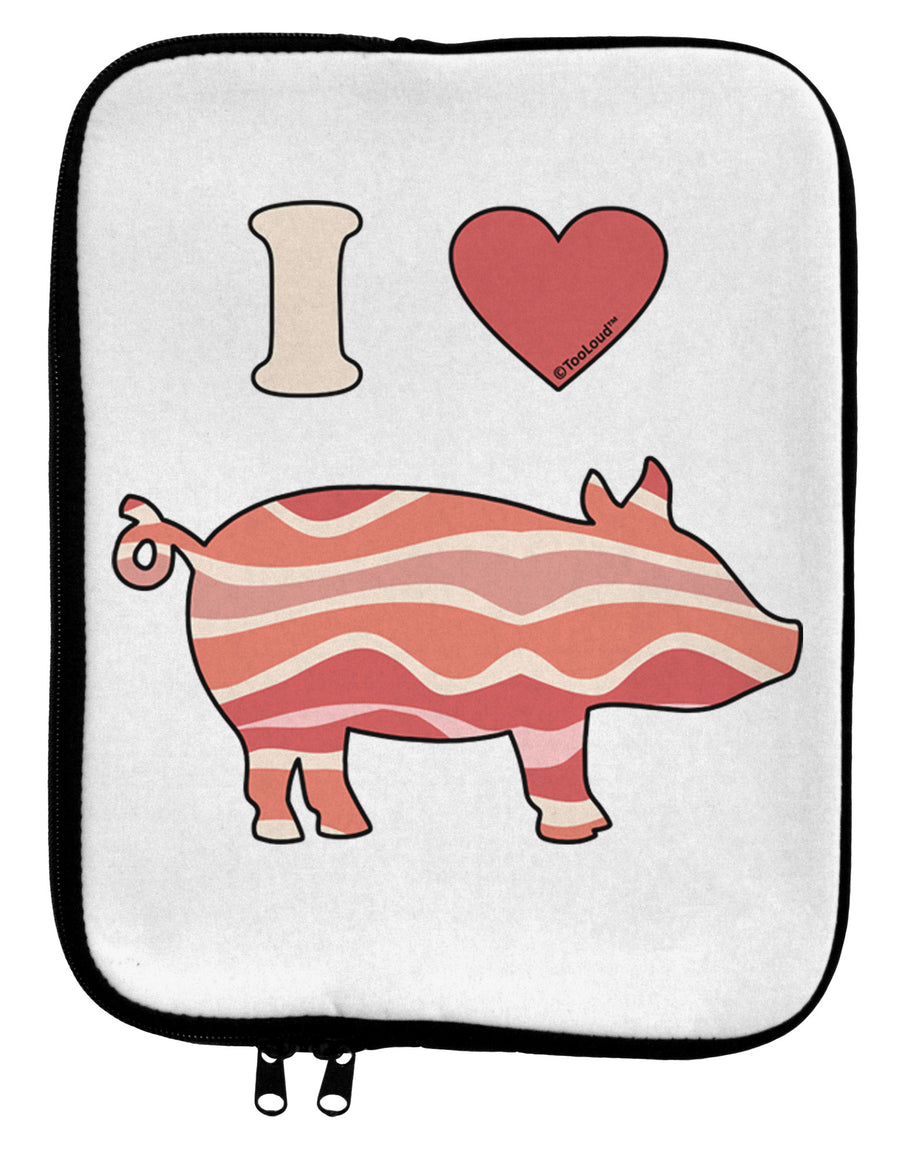 I Heart My Bacon Pig Silhouette 9 x 11.5 Tablet Sleeve by TooLoud-TooLoud-White-Black-Davson Sales