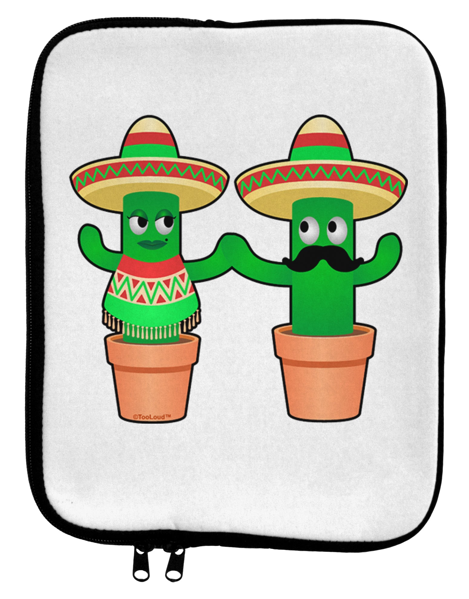Fiesta Cactus Couple 9 x 11.5 Tablet Sleeve by TooLoud-TooLoud-White-Black-Davson Sales