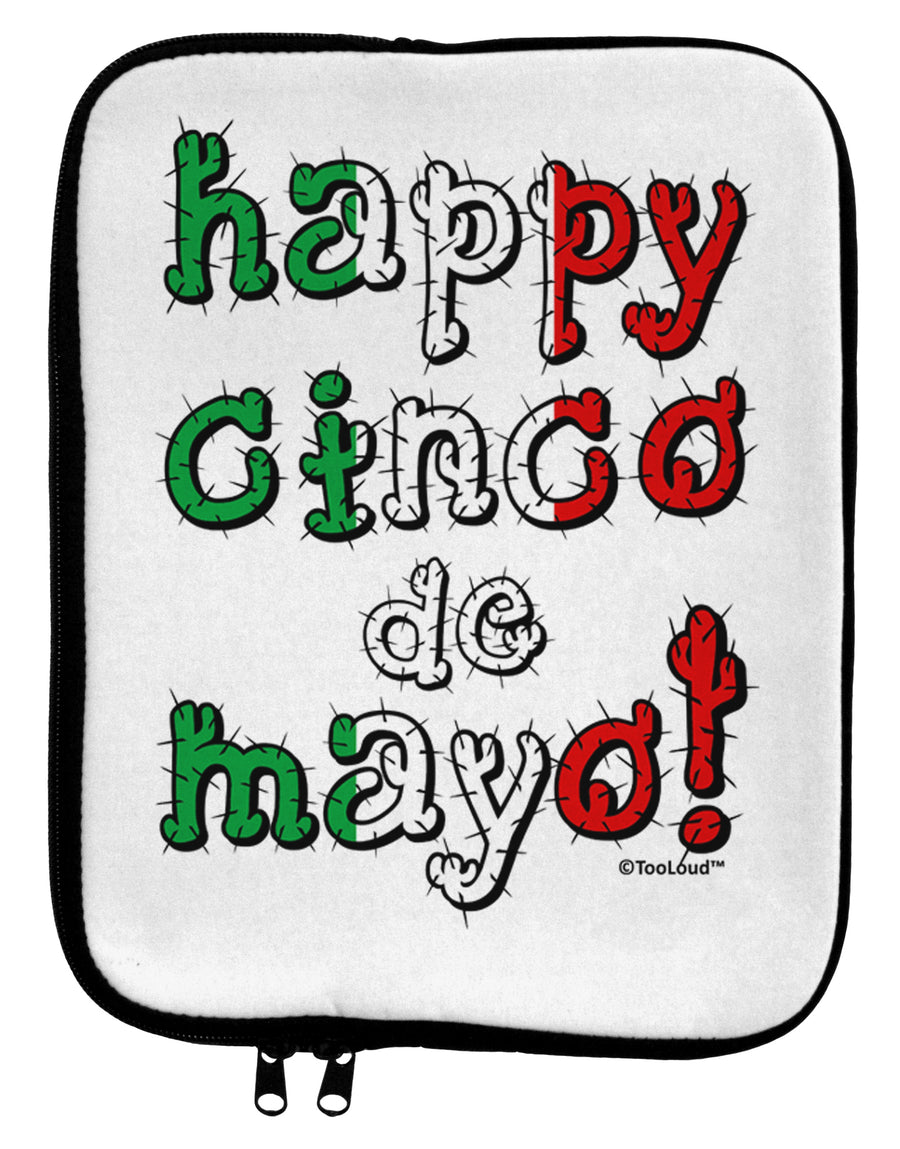 Happy Cinco de Mayo - Cactus Design 9 x 11.5 Tablet Sleeve by TooLoud-TooLoud-White-Black-Davson Sales