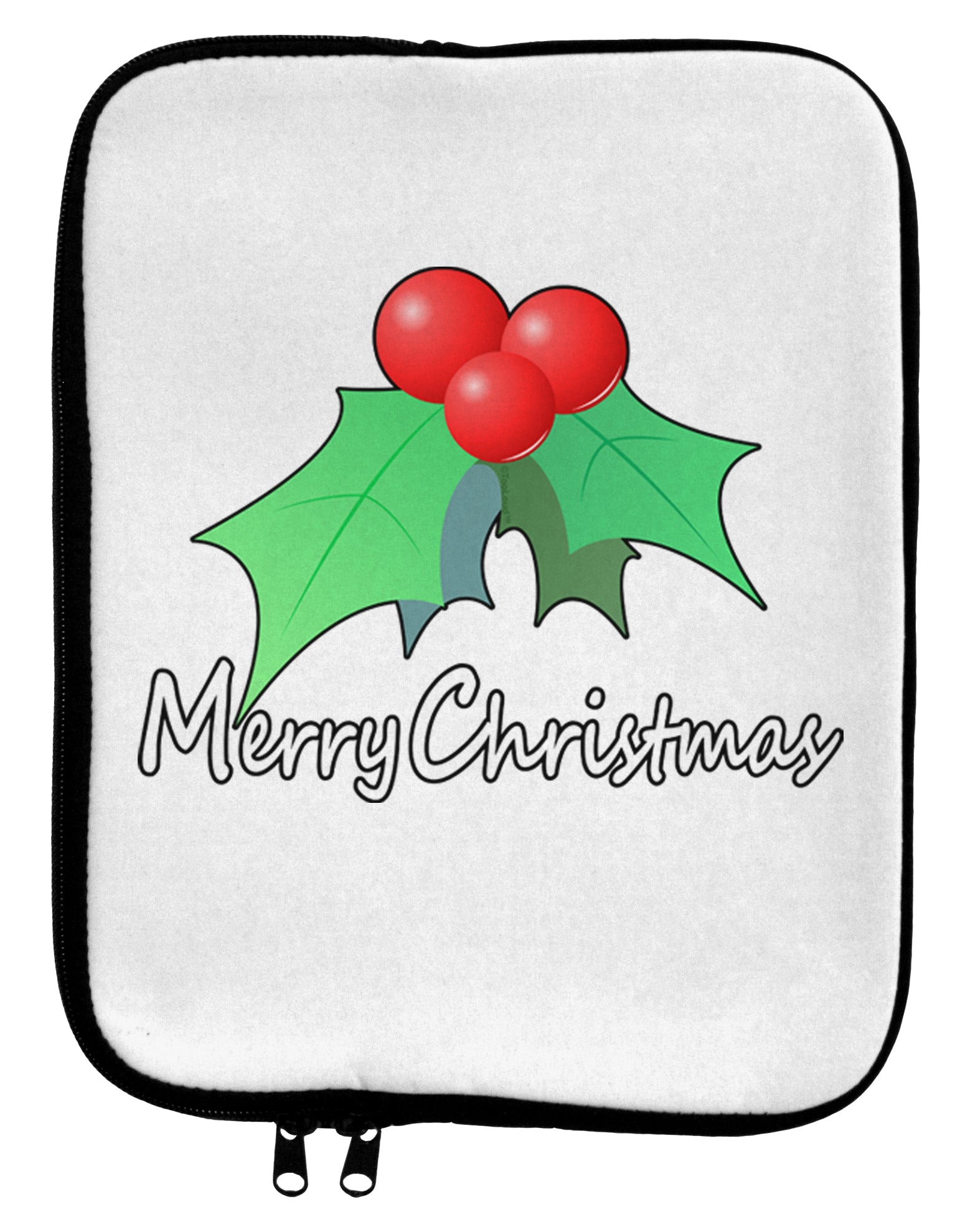 Mistletoe Merry Christmas Text 9 x 11.5 Tablet Sleeve-TooLoud-White-Black-Davson Sales
