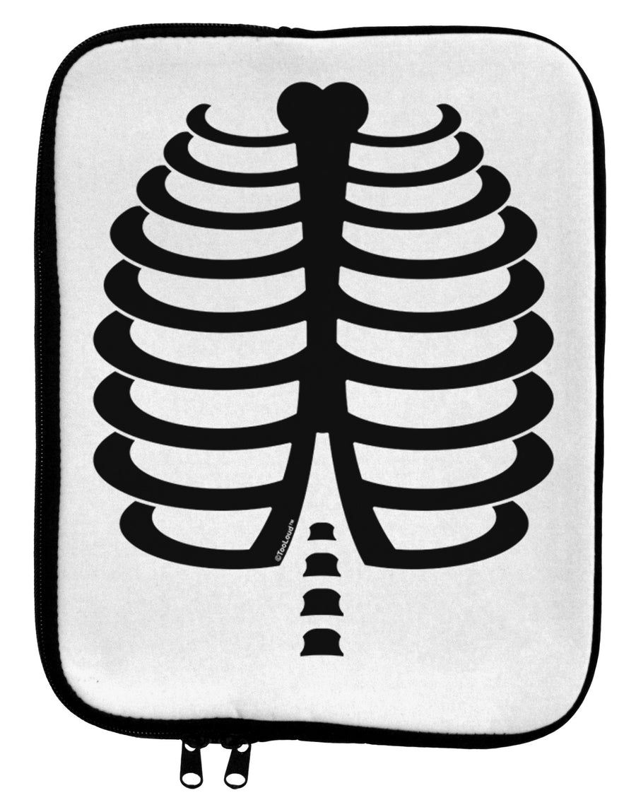 Black Skeleton Ribcage Halloween 9 x 11.5 Tablet Sleeve-TooLoud-White-Black-Davson Sales