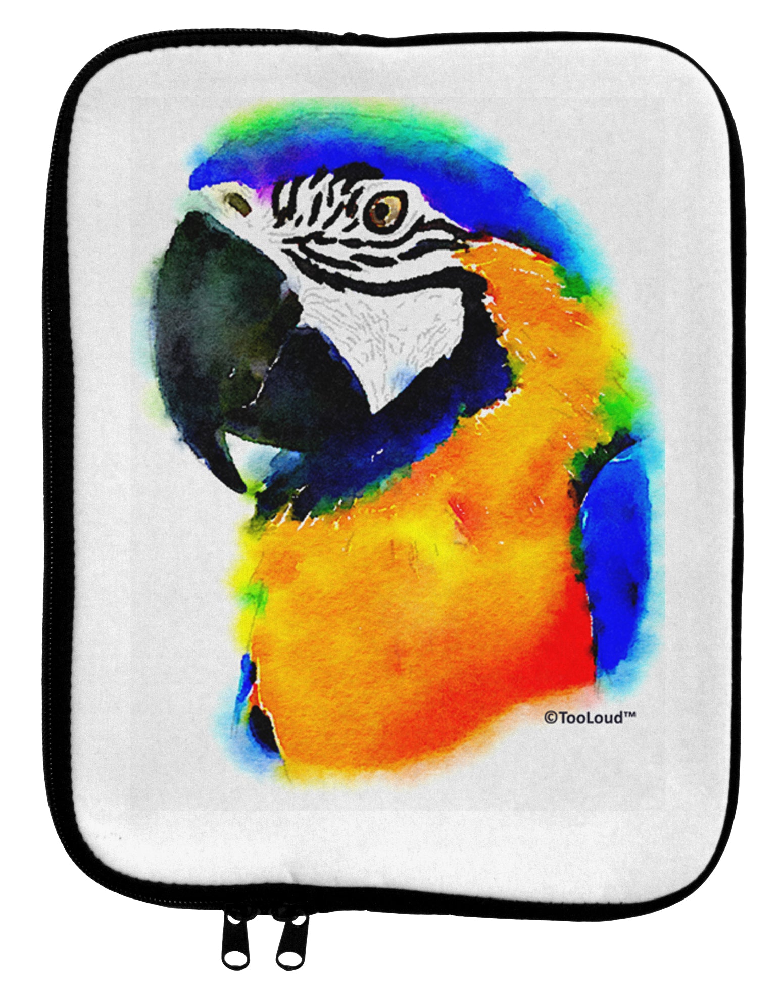 Brightly Colored Parrot Watercolor 9 x 11.5 Tablet Sleeve by TooLoud-TooLoud-White-Black-Davson Sales