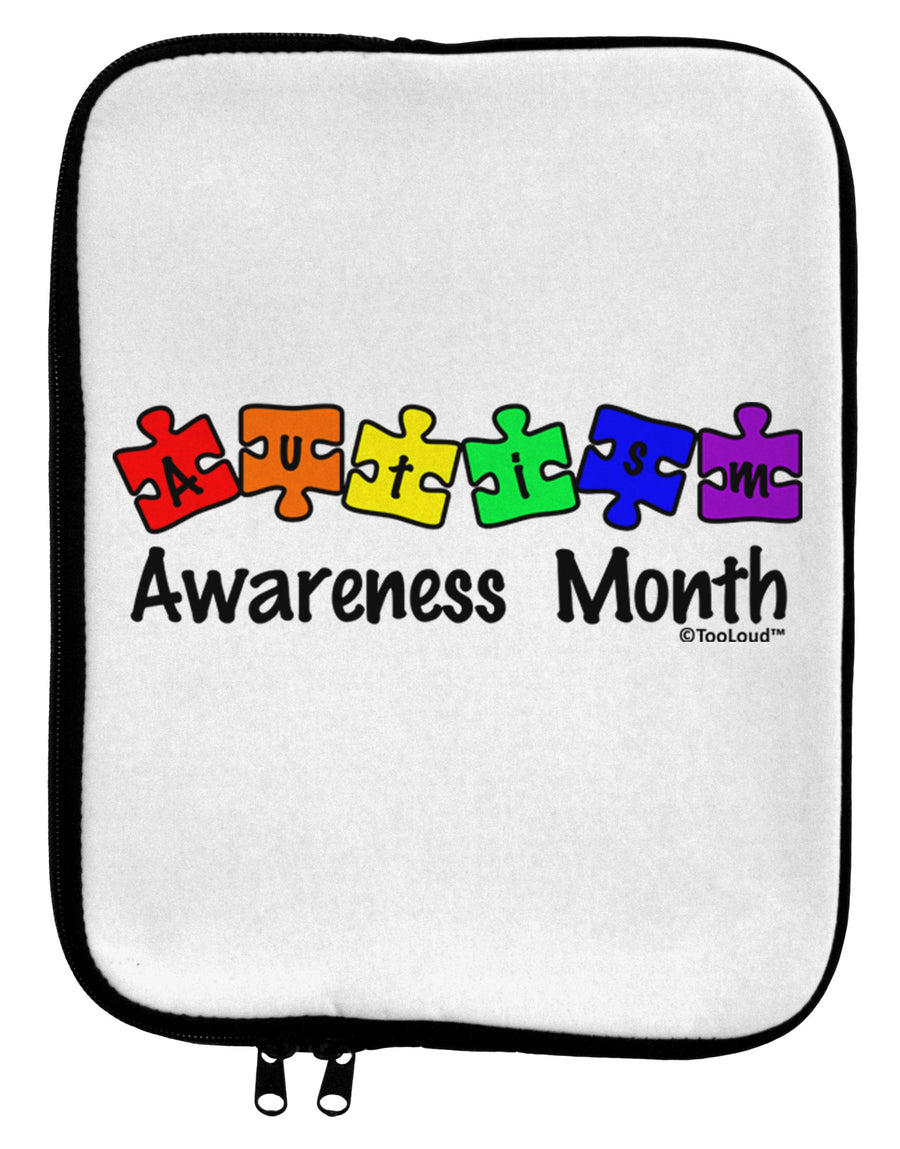 Autism Awareness Month - Colorful Puzzle Pieces 9 x 11.5 Tablet Sleeve by TooLoud-TooLoud-White-Black-Davson Sales