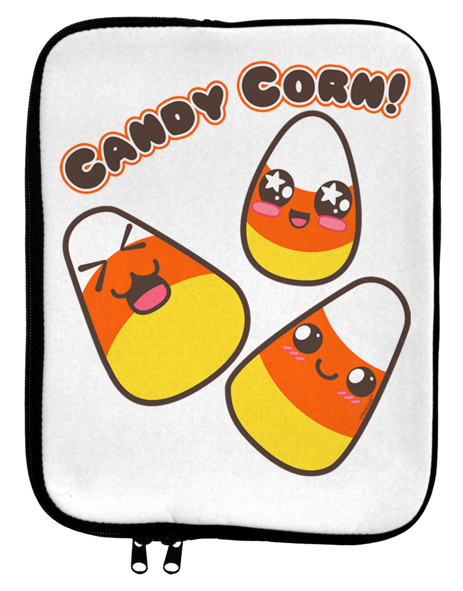 Cute Kawaii Candy Corn Halloween 9 x 11.5 Tablet Sleeve-TooLoud-White-Black-Davson Sales