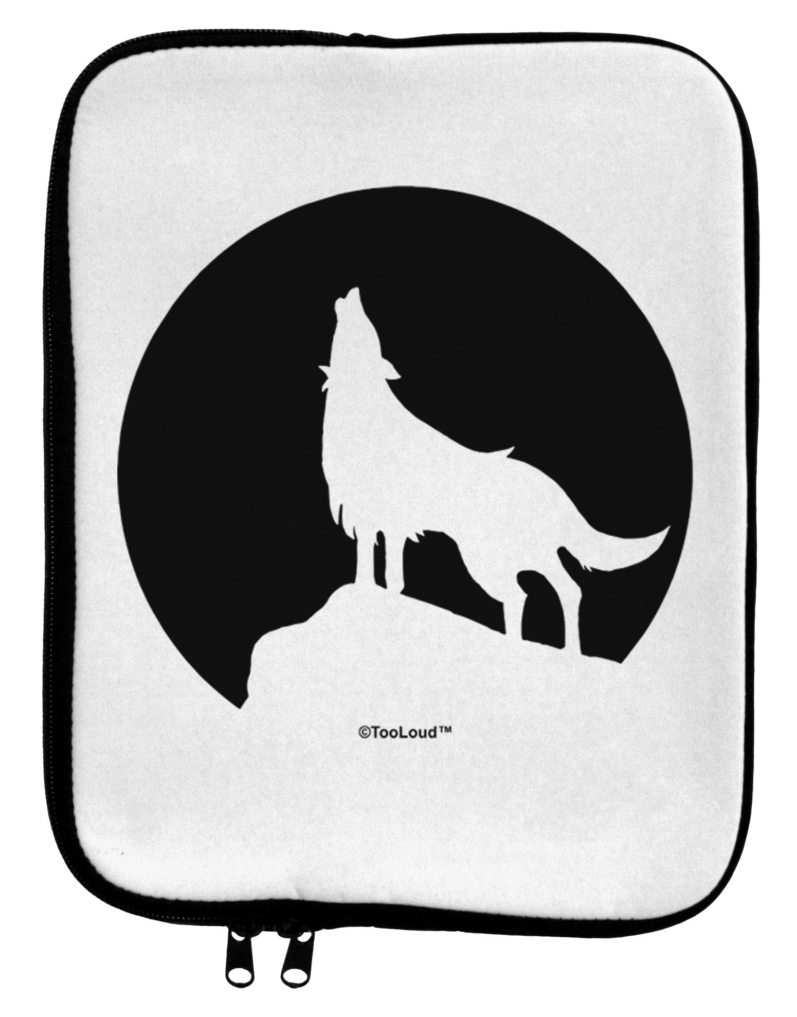 Wolf Howling at the Moon - Design #1 9 x 11.5 Tablet Sleeve by TooLoud-TooLoud-White-Black-Davson Sales