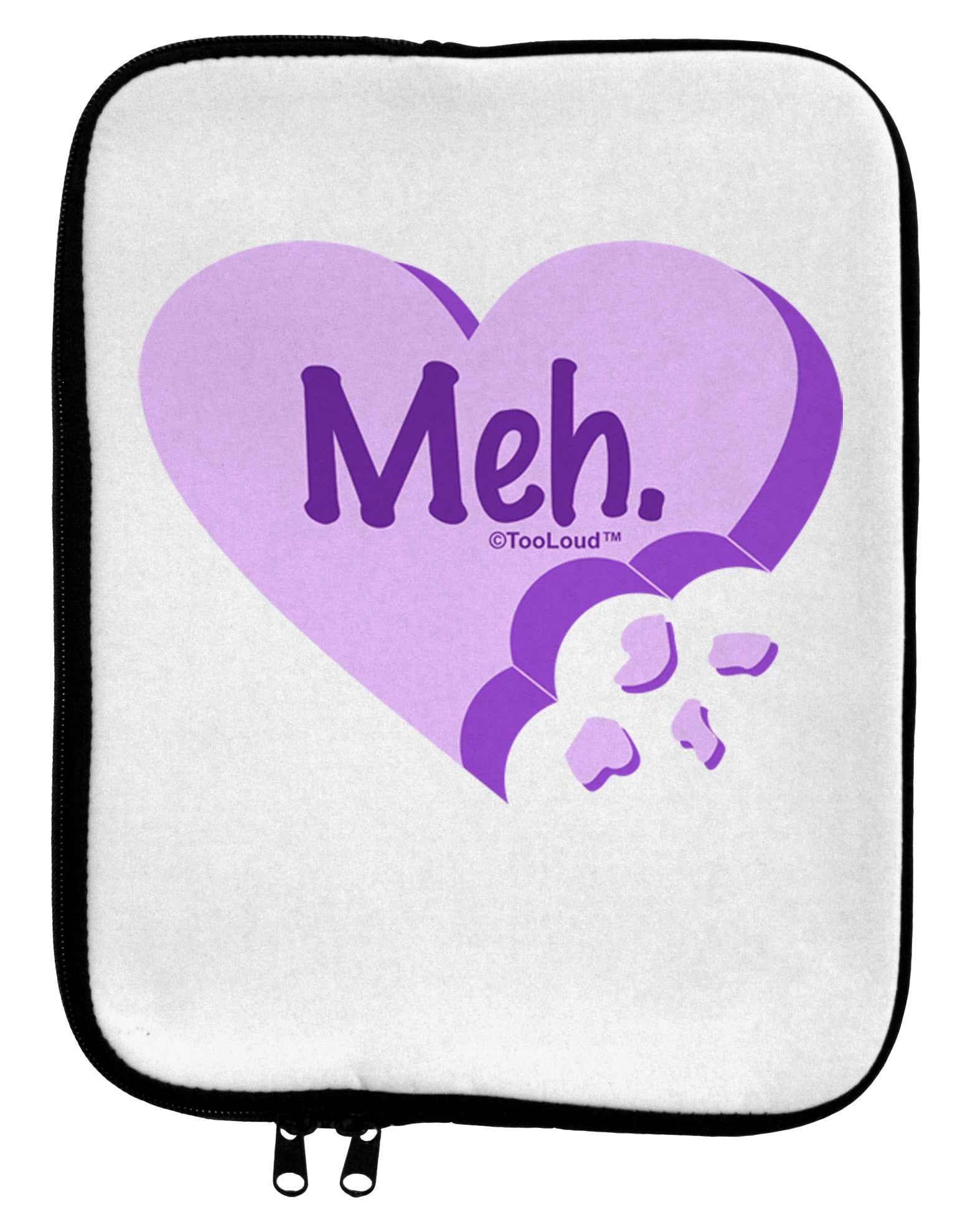 Meh Candy Heart Purple - Valentines Day 9 x 11.5 Tablet Sleeve by TooLoud-TooLoud-White-Black-Davson Sales
