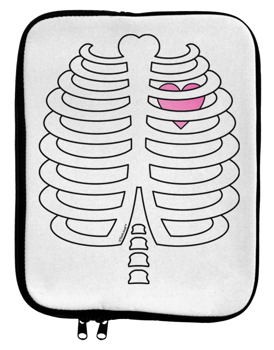 Skeleton Ribcage with Pink Heart Halloween 9 x 11.5 Tablet Sleeve-TooLoud-White-Black-Davson Sales