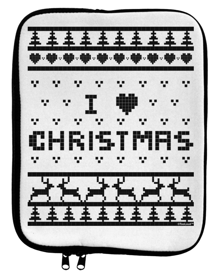 I Heart Christmas Ugly Christmas Sweater 9 x 11.5 Tablet Sleeve-TooLoud-White-Black-Davson Sales