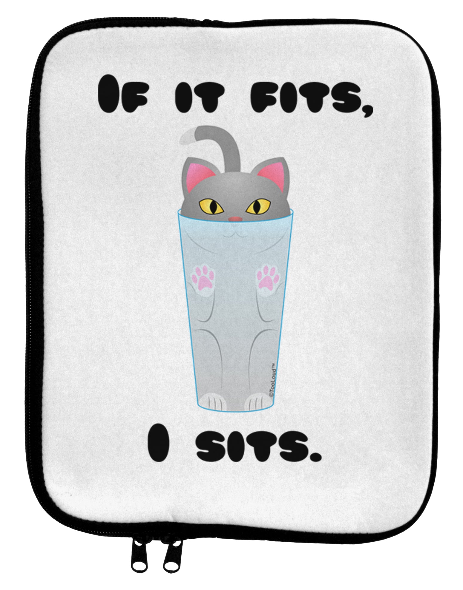 If It Fits - Cute Cat Design 9 x 11.5 Tablet Sleeve by TooLoud-TooLoud-White-Black-Davson Sales