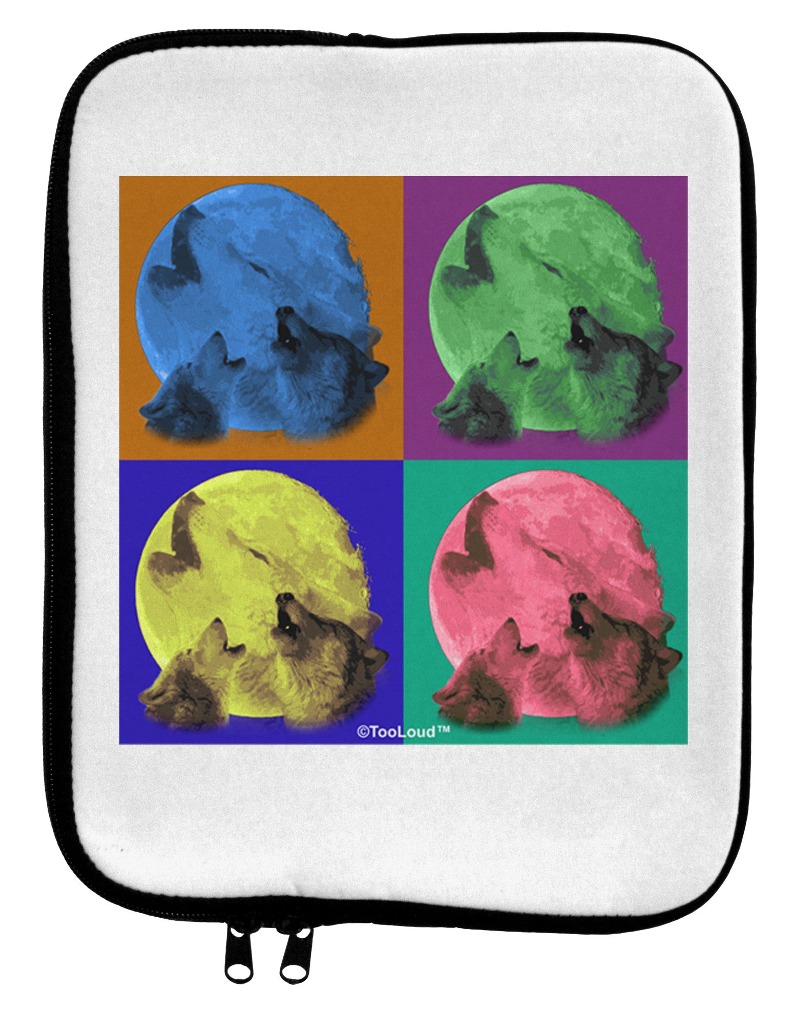 Three Wolves Howling - Pop-Art #2 9 x 11.5 Tablet Sleeve by TooLoud-TooLoud-White-Black-Davson Sales