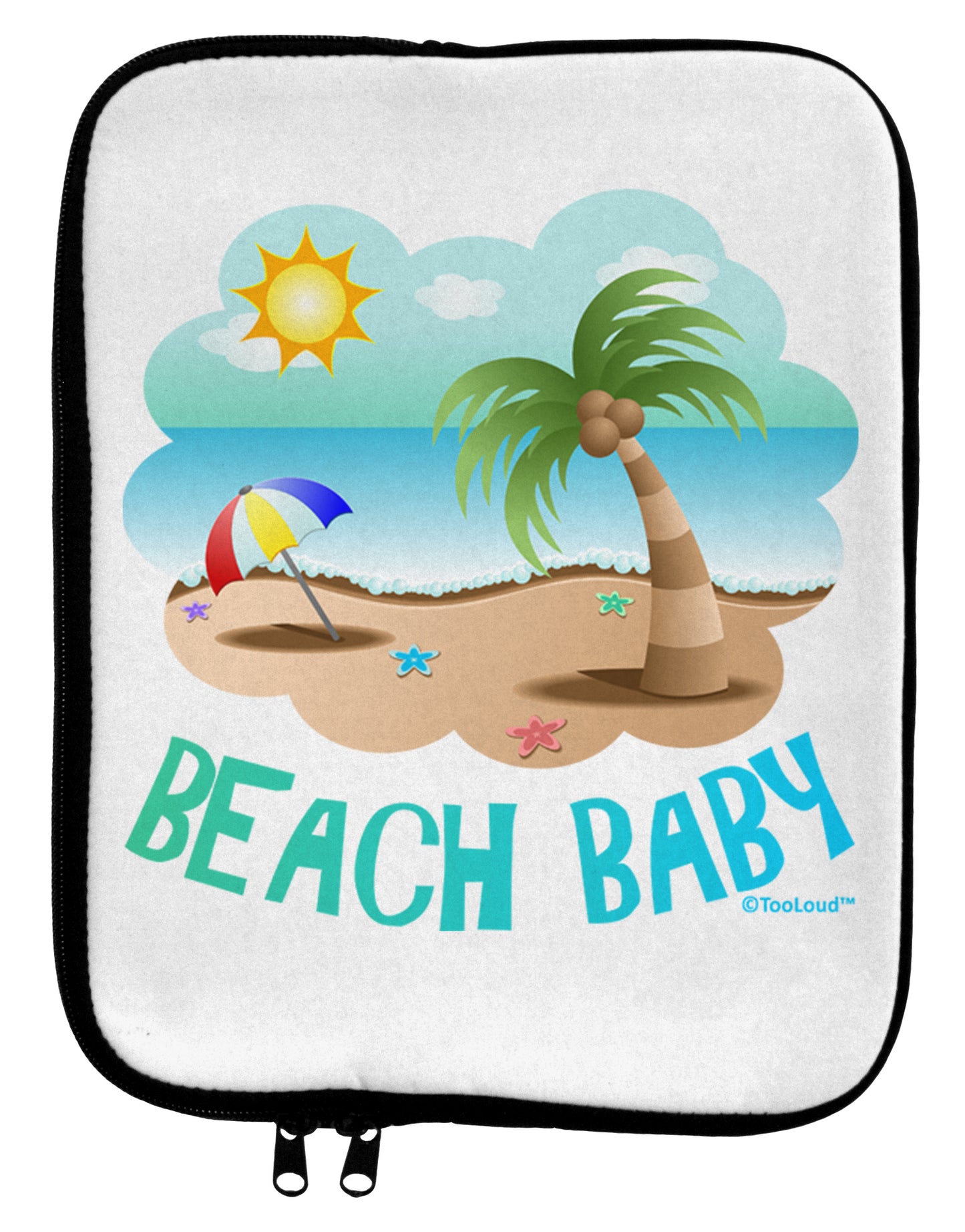Fun Summer Beach Scene - Beach Baby 9 x 11.5 Tablet Sleeve by TooLoud-TooLoud-White-Black-Davson Sales