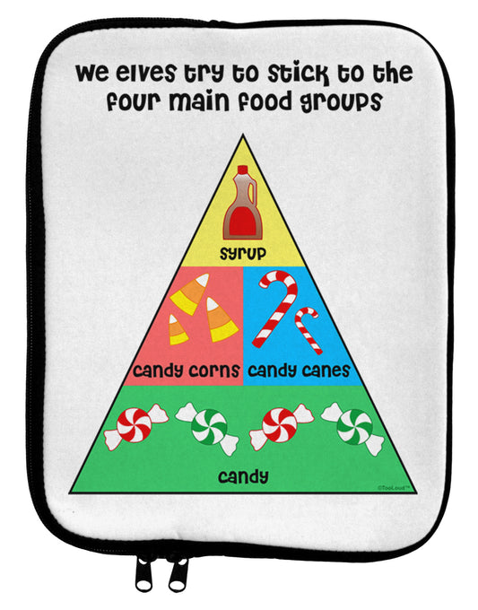 Main Food Groups of an Elf - Christmas 9 x 11.5 Tablet Sleeve-TooLoud-White-Black-Davson Sales