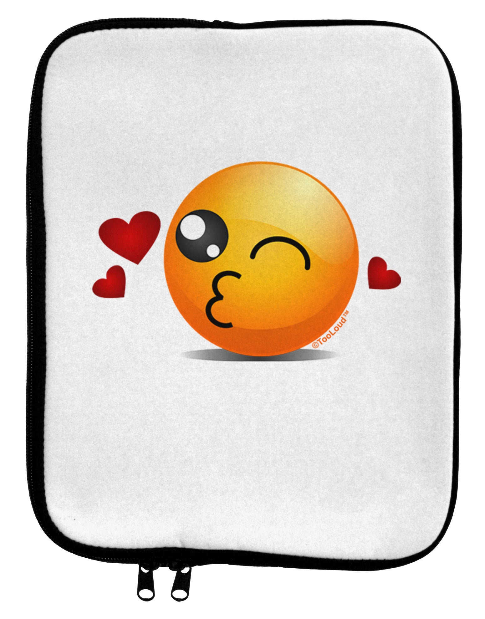 Kissy Face Emoji 9 x 11.5 Tablet Sleeve-TooLoud-White-Black-Davson Sales