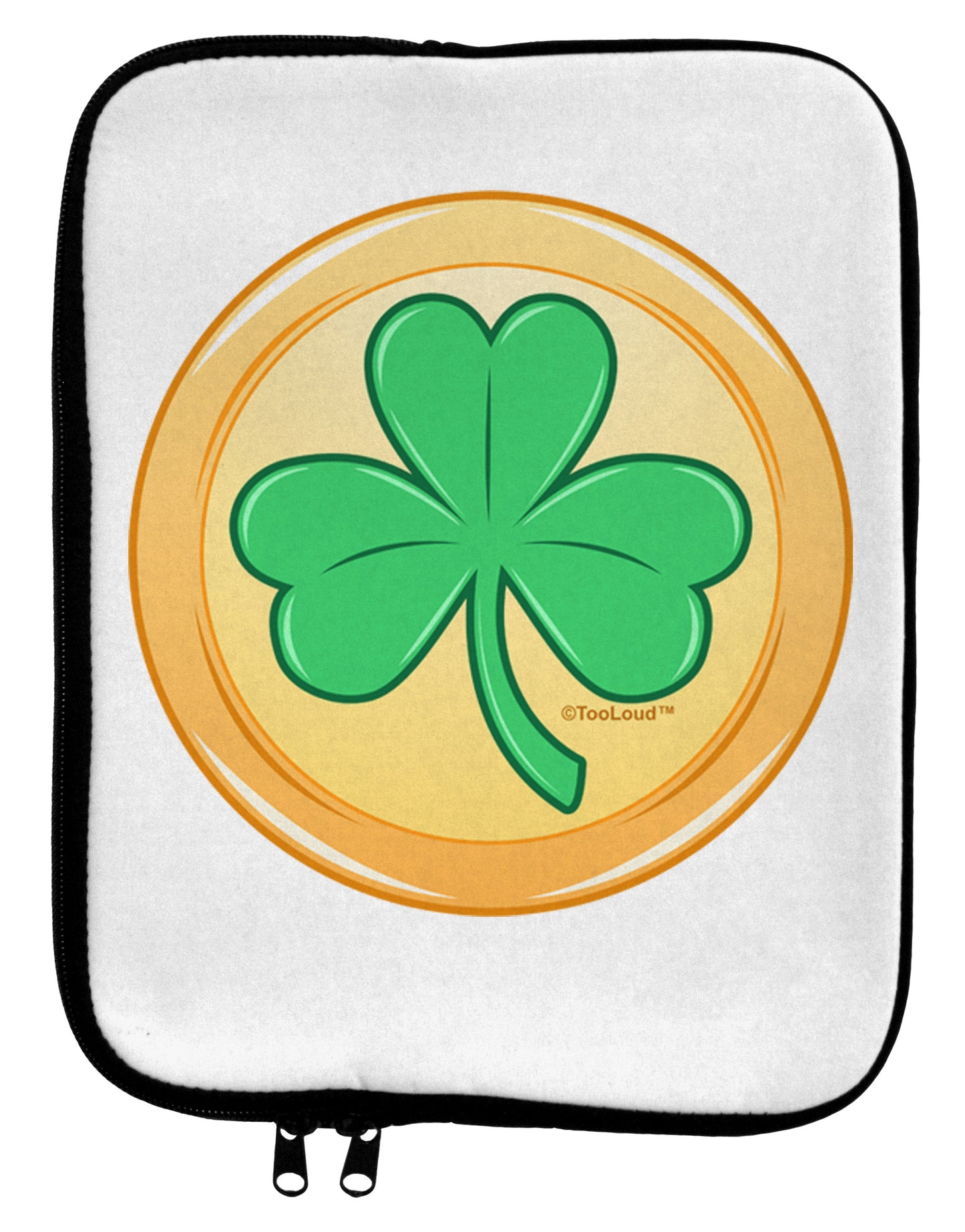 Shamrock Button Vector Design 9 x 11.5 Tablet Sleeve by TooLoud-TooLoud-White-Black-Davson Sales