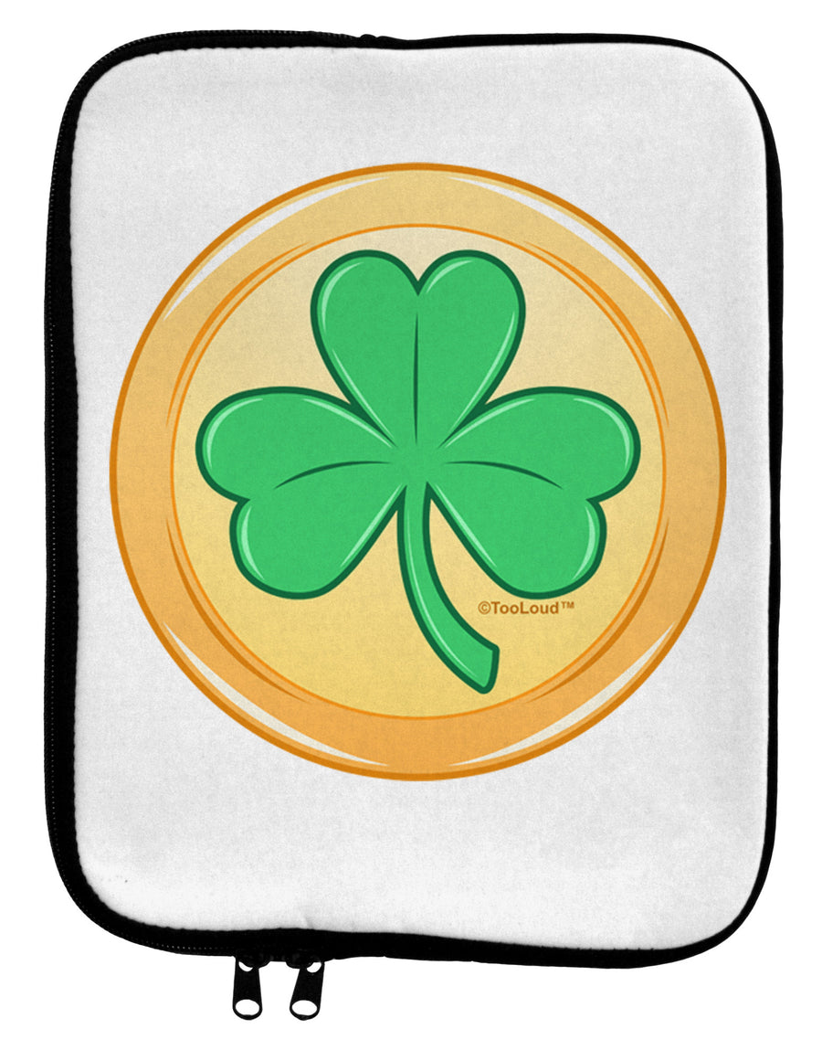 Shamrock Button Vector Design 9 x 11.5 Tablet Sleeve by TooLoud-TooLoud-White-Black-Davson Sales