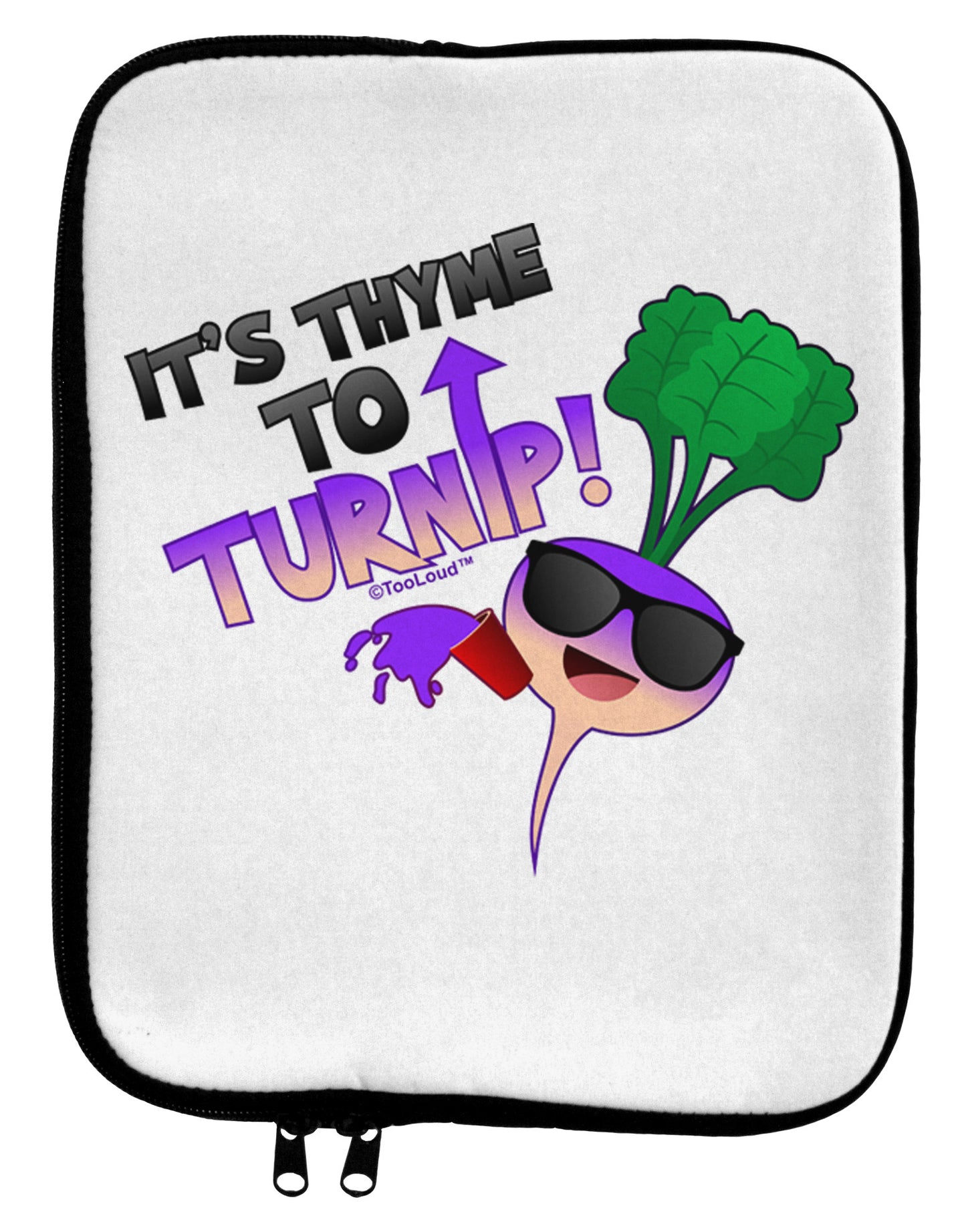 It's Thyme To Turnip 9 x 11.5 Tablet Sleeve-TooLoud-White-Black-Davson Sales
