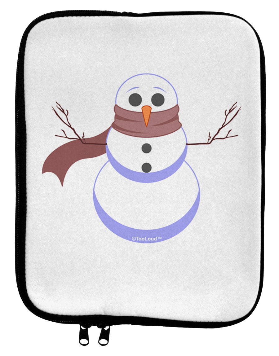 Snowman with Scarf Design 9 x 11.5 Tablet Sleeve-TooLoud-White-Black-Davson Sales