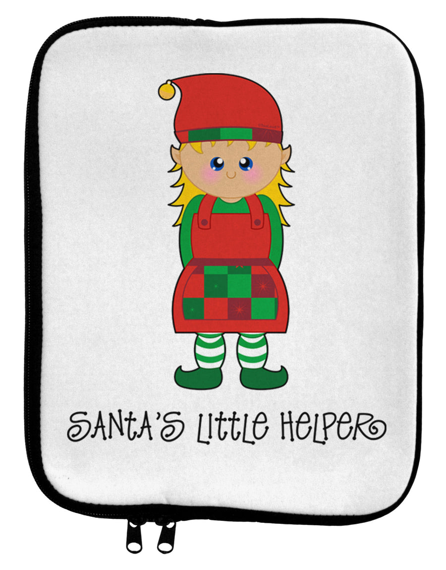Santa's Little Helper Christmas Elf Girl 9 x 11.5 Tablet Sleeve-TooLoud-White-Black-Davson Sales