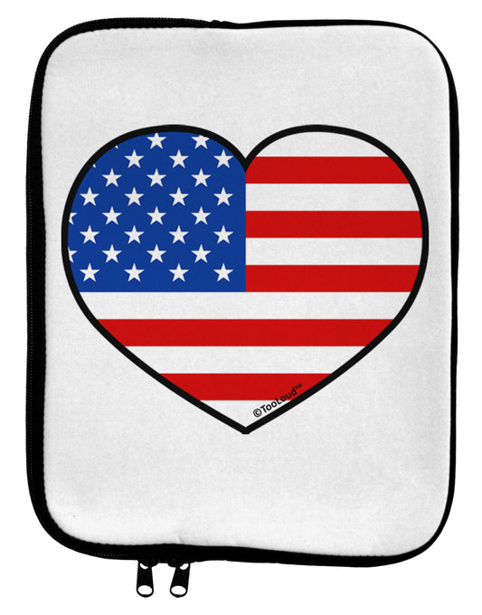 American Flag Heart Design 9 x 11.5 Tablet Sleeve by TooLoud-TooLoud-White-Black-Davson Sales