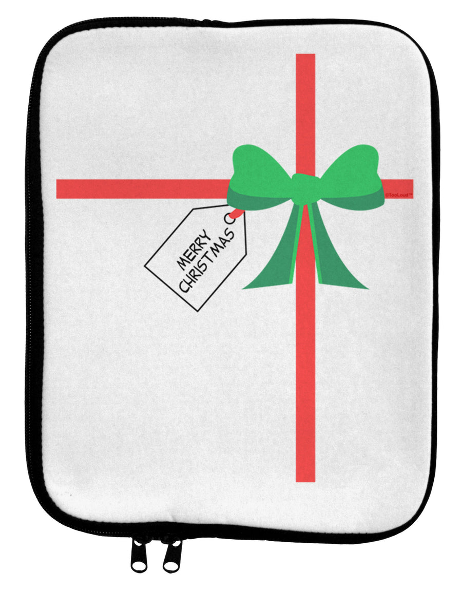 Merry Christmas Present Gift 9 x 11.5 Tablet Sleeve-TooLoud-White-Black-Davson Sales