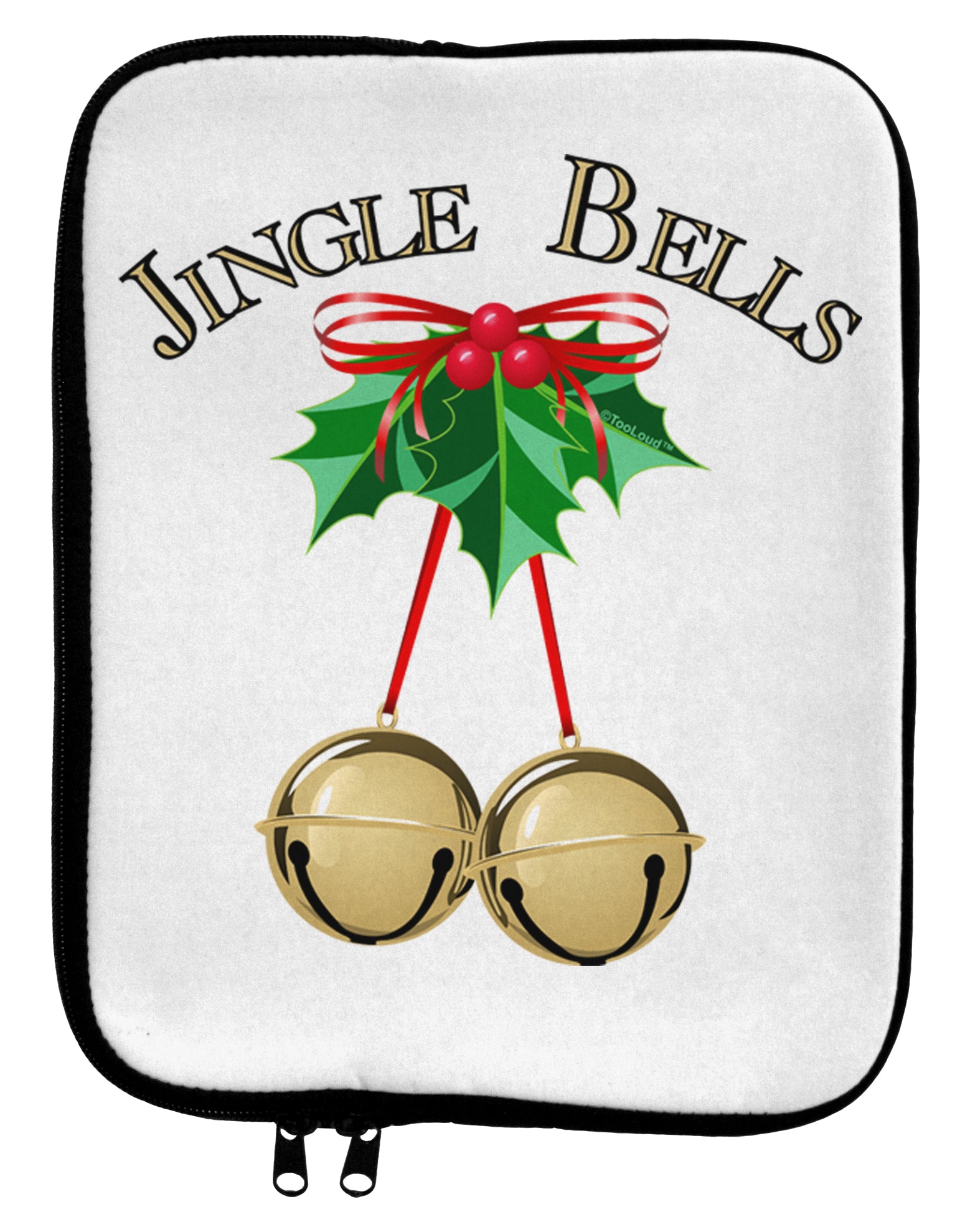 Jingle Bells 9 x 11.5 Tablet Sleeve by TooLoud-TooLoud-White-Black-Davson Sales