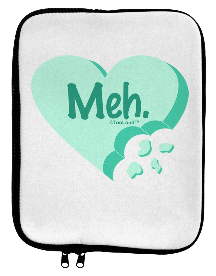 Meh Candy Heart Green - Valentines Day 9 x 11.5 Tablet Sleeve by TooLoud-TooLoud-White-Black-Davson Sales