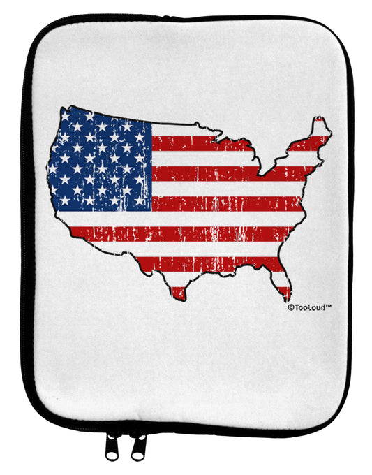 United States Cutout - American Flag Distressed 9 x 11.5 Tablet Sleeve by TooLoud-TooLoud-White-Black-Davson Sales