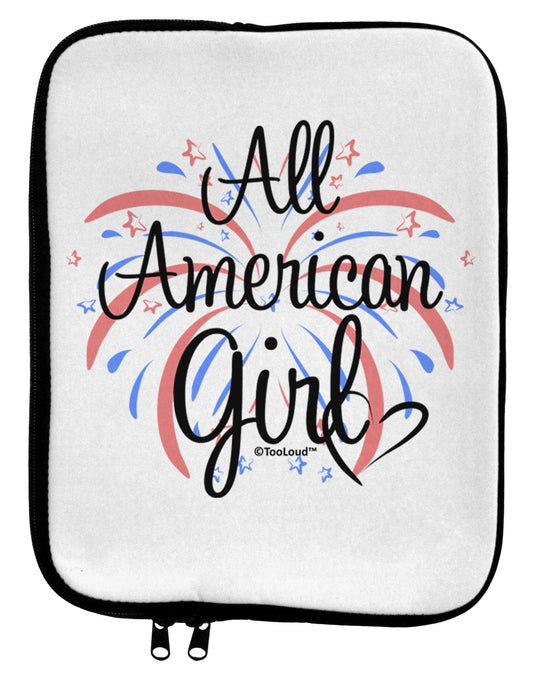 All American Girl - Fireworks and Heart 9 x 11.5 Tablet Sleeve by TooLoud-TooLoud-White-Black-Davson Sales